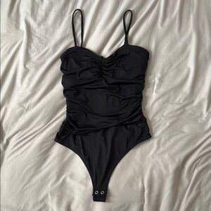 Express Black Ruched Bodysuit